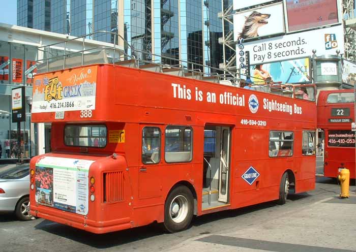 Toronto Gray Line open top tour London Daimler Fleetline Park Royal DMS 388